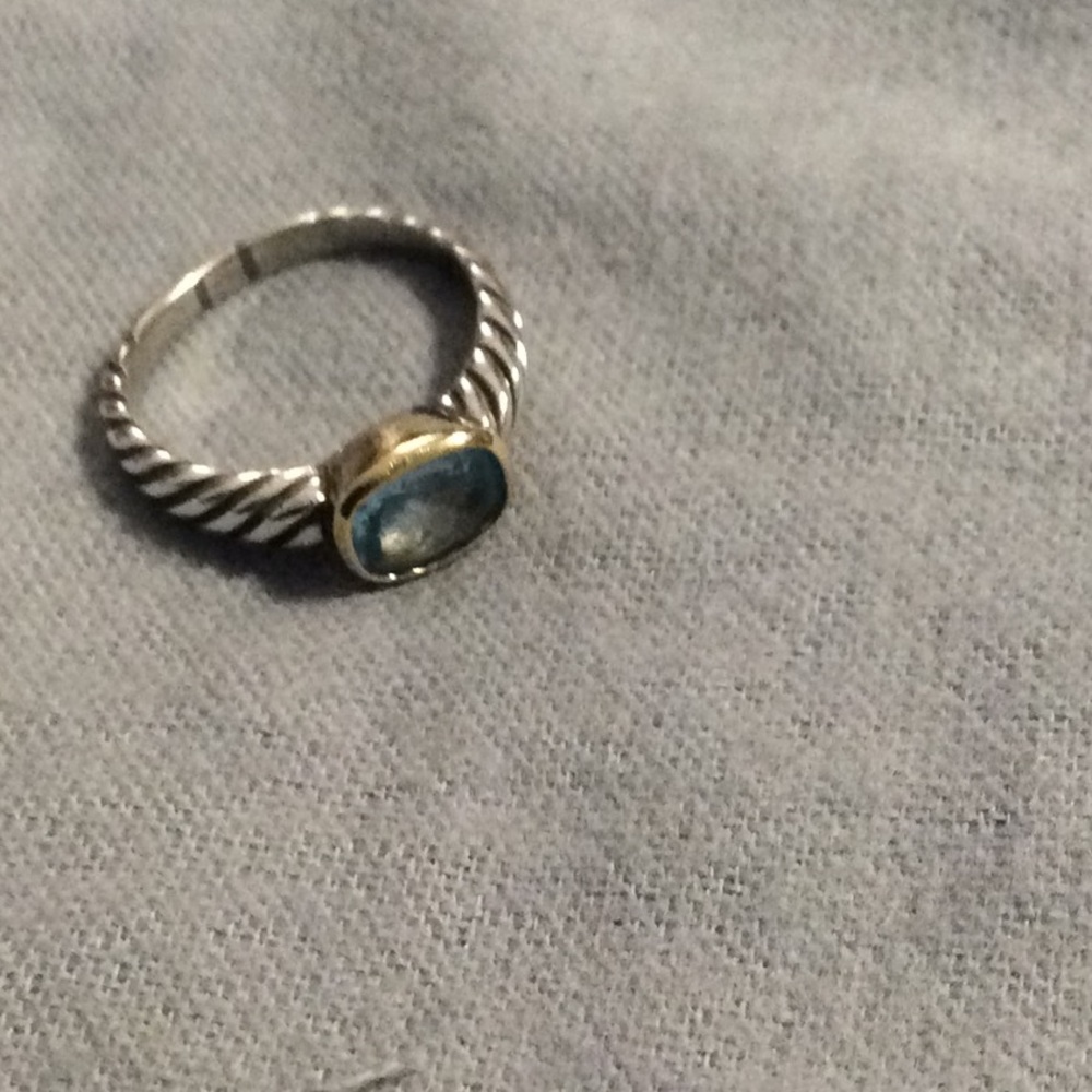 David Yurman blue topaz cable ring.